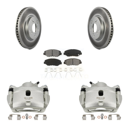 Front Disc Brake Caliper Coated Rotors And Semi-Metallic Pads Kit For Honda Civic KCG-100490S