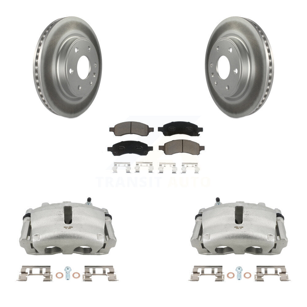 Front Brake Caliper Coat Rotors & Ceramic Pad Kit For GMC Acadia Buick Enclave Chevrolet KCG-100491C