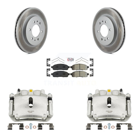 Front Brake Caliper Coat Rotor Semi-Metallic Pad Kit For 09 Ford F-150 With 6 Lug Wheels KCG-100491N
