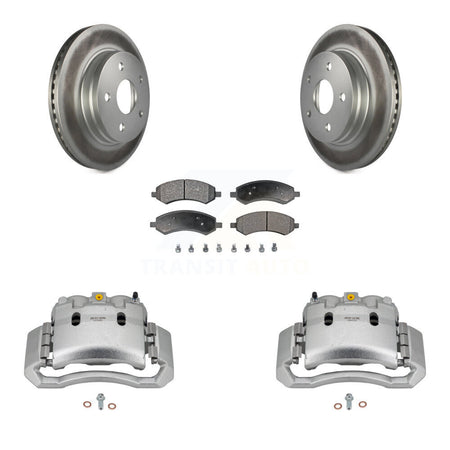 Front Disc Brake Caliper Coated Rotors And Semi-Metallic Pads Kit For Dodge Ram 1500 KCG-100491P