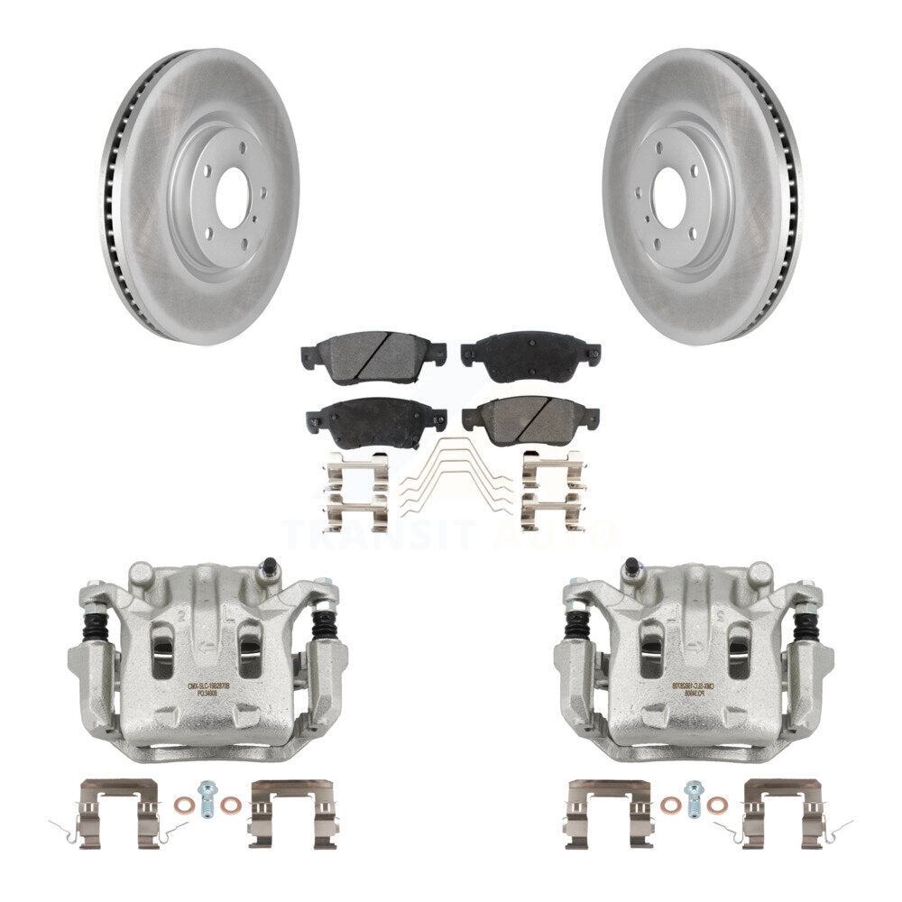 Front Brake Caliper Coat Rotors & Ceramic Pad Kit For INFINITI G37 With 1 Piston KCG-100492T