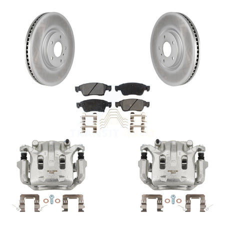 Front Brake Caliper Coat Rotors & Ceramic Pad Kit For INFINITI G37 With 1 Piston KCG-100492T