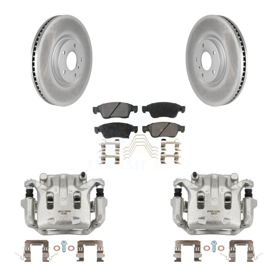 Front Brake Caliper Coat Rotors & Ceramic Pad Kit For INFINITI G37 With 1 Piston KCG-100492T