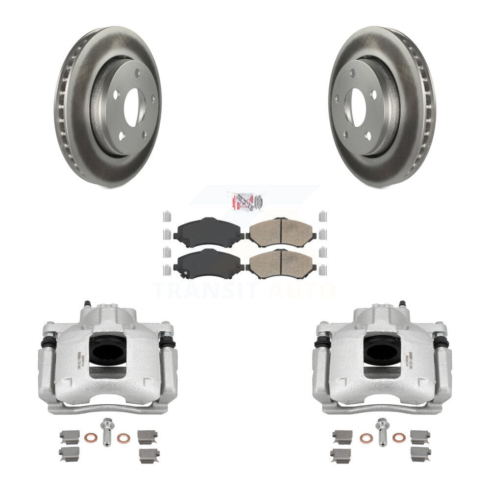 Front Disc Brake Caliper Coated Rotors And Ceramic Pads Kit For Jeep Wrangler KCG-100493N