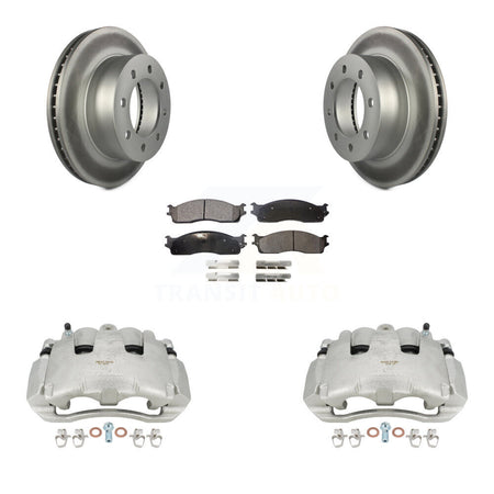 Front Disc Brake Caliper Coated Rotors And Semi-Metallic Pads Kit For Dodge Ram 1500 KCG-100493P