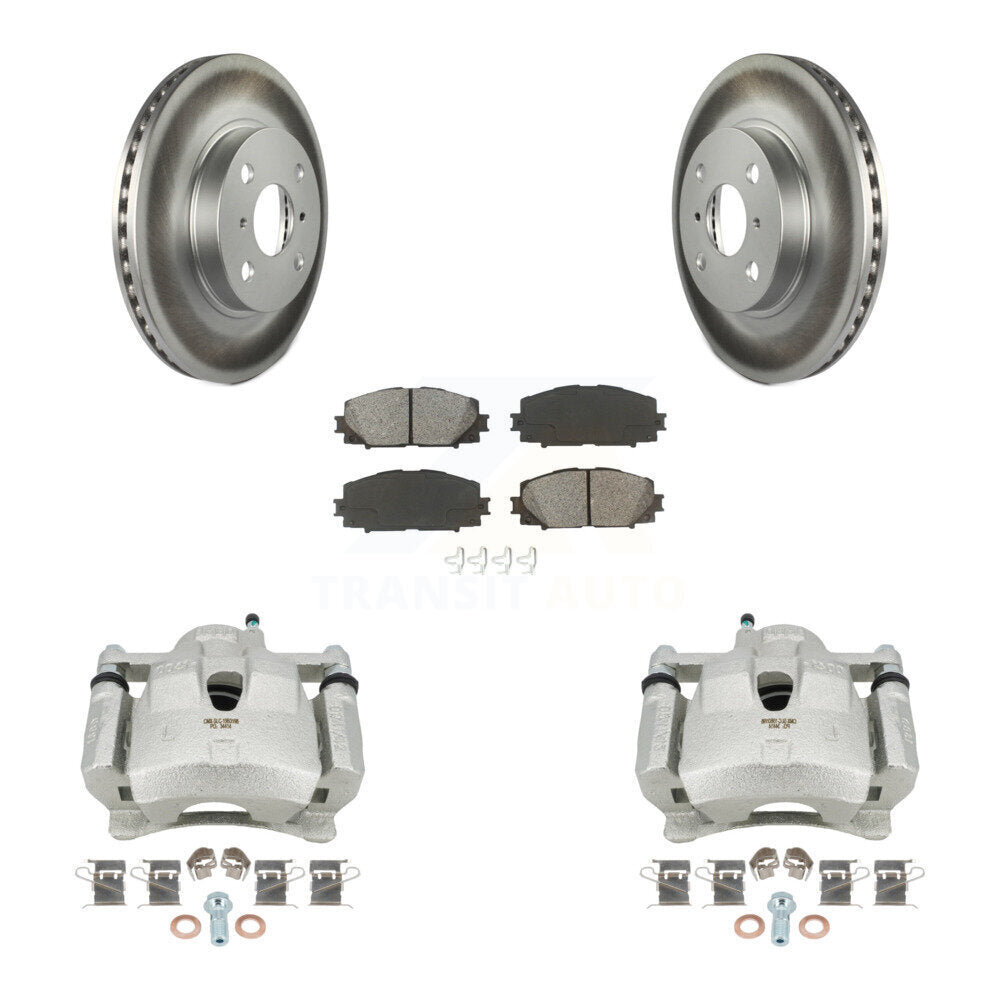 Front Disc Brake Caliper Coated Rotors And Semi-Metallic Pads Kit For Toyota Yaris KCG-100493S