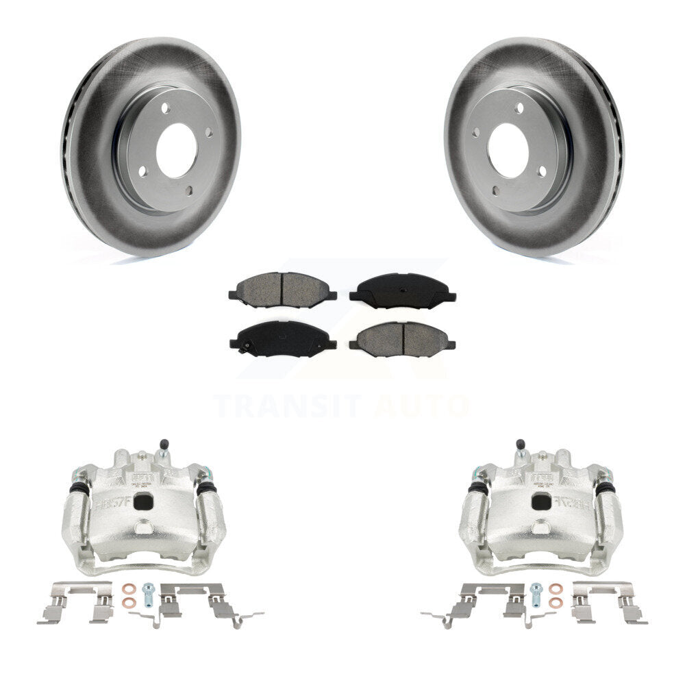 Front Brake Caliper Coat Rotor & Semi-Metallic Pad Kit For 2008 Nissan Versa 4-Wheel ABS KCG-100494S