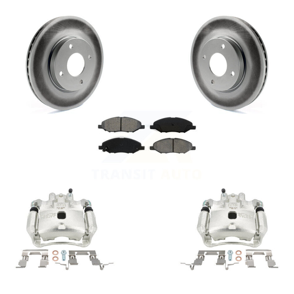 Front Brake Caliper Coat Rotor & Semi-Metallic Pad Kit For 2008 Nissan Versa 4-Wheel ABS KCG-100494S