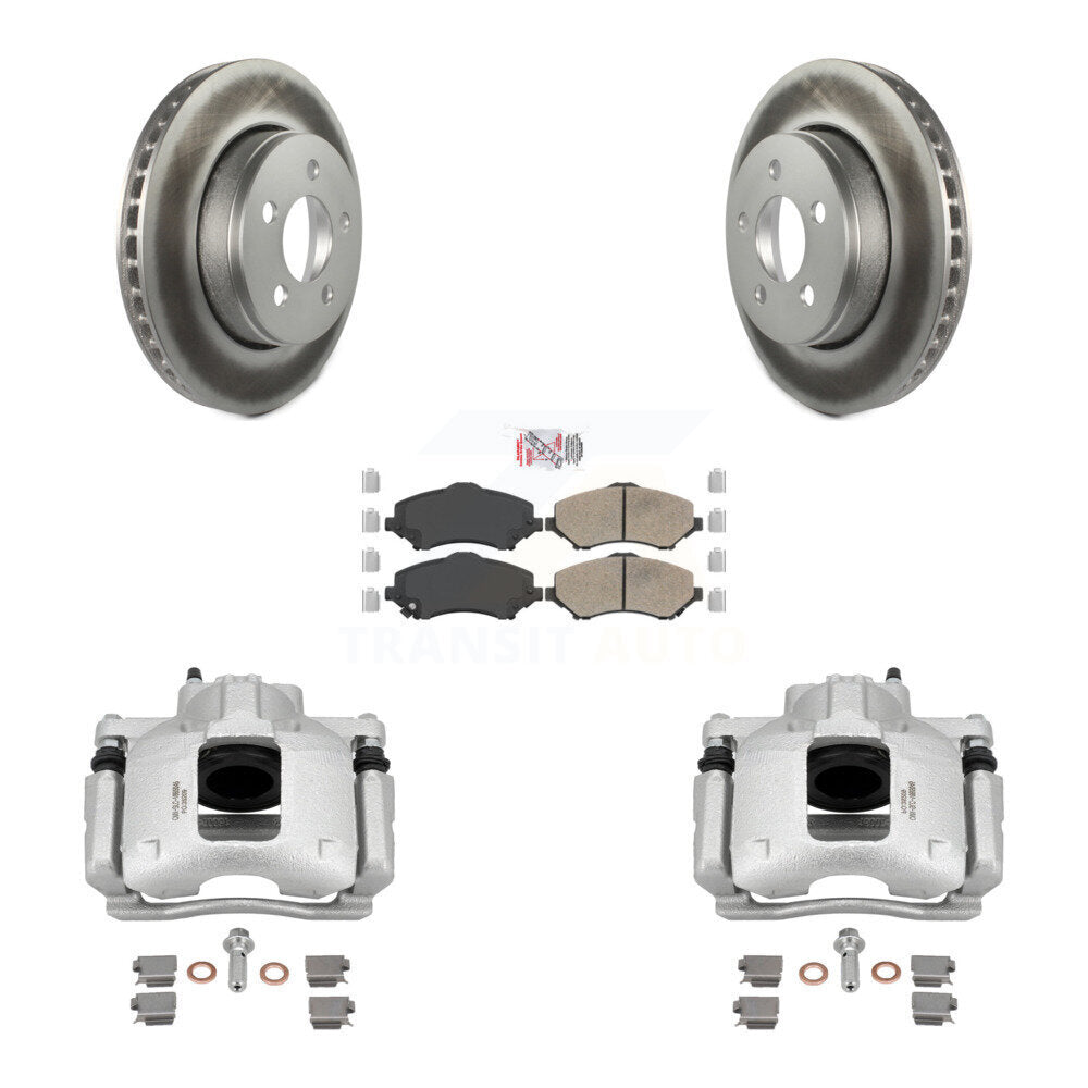 Front Disc Brake Caliper Coated Rotors And Ceramic Pads Kit For Dodge Nitro KCG-100495N