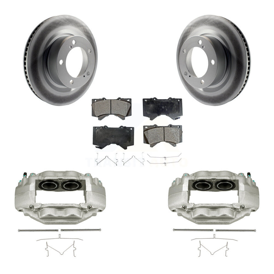Front Disc Brake Caliper Coat Rotors And Semi-Metallic Pad Kit For Toyota Tundra Sequoia KCG-100495P