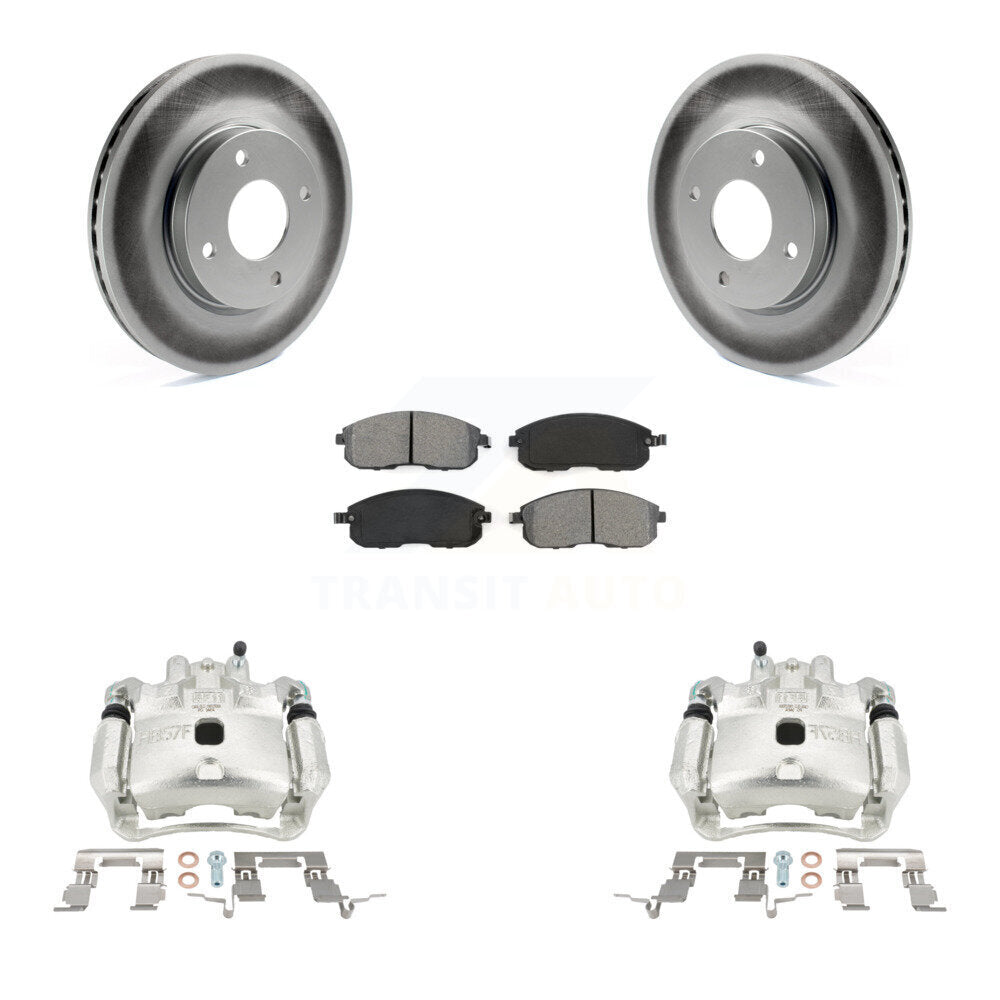 Front Disc Brake Caliper Coated Rotors And Semi-Metallic Pads Kit For Nissan Versa Cube KCG-100495S