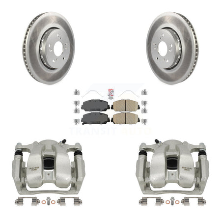 Front Disc Brake Caliper Coated Rotors And Ceramic Pads Kit For 2016-2018 Acura RDX KCG-100496N