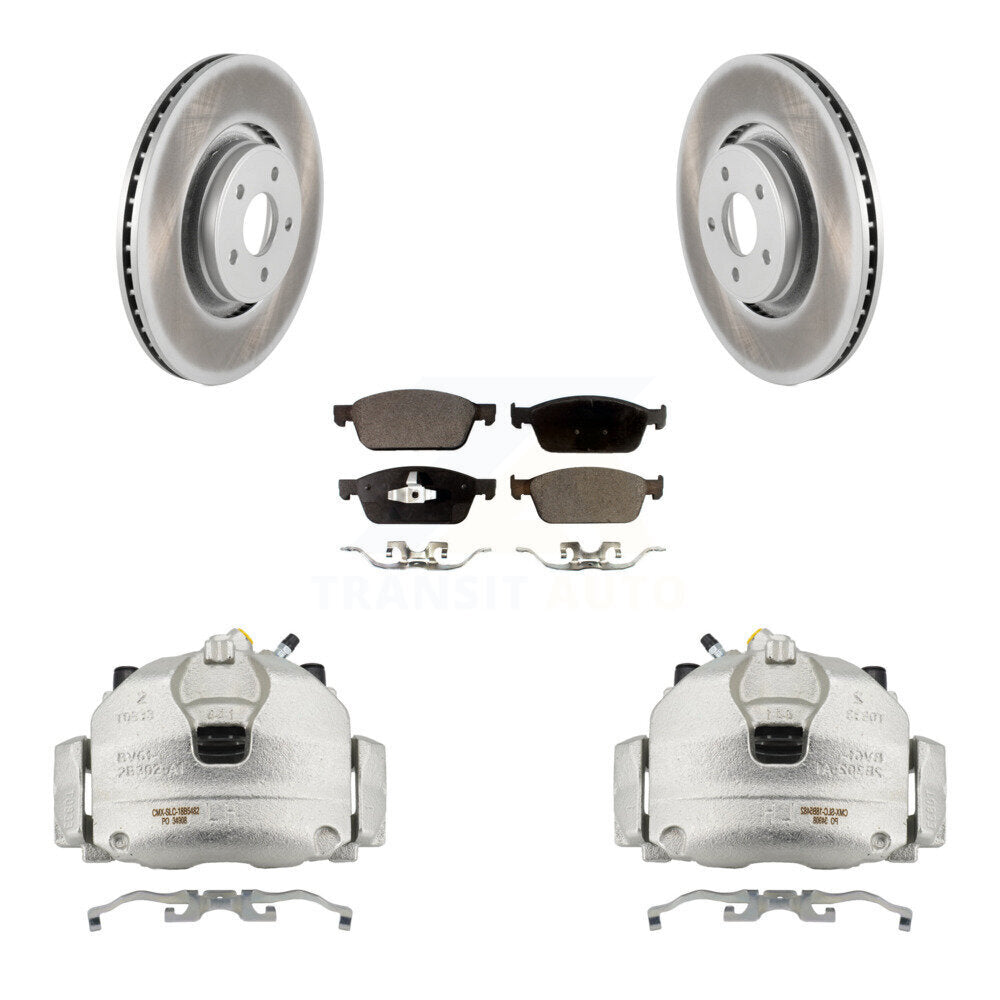 Front Disc Brake Caliper Coated Rotors And Ceramic Pads Kit For Lincoln MKC KCG-100497T