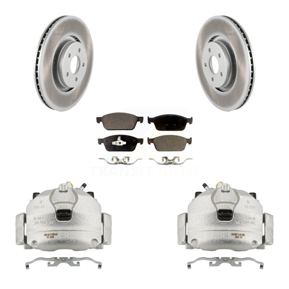 Front Disc Brake Caliper Coated Rotors And Ceramic Pads Kit For Lincoln MKC KCG-100497T