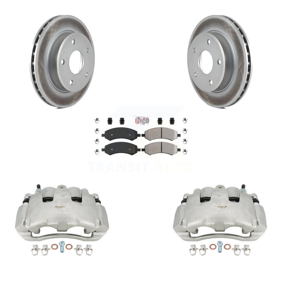 Front Disc Brake Caliper Coated Rotors And Semi-Metallic Pads Kit For Dodge Dakota Mitsubishi Raider KCG-100498N