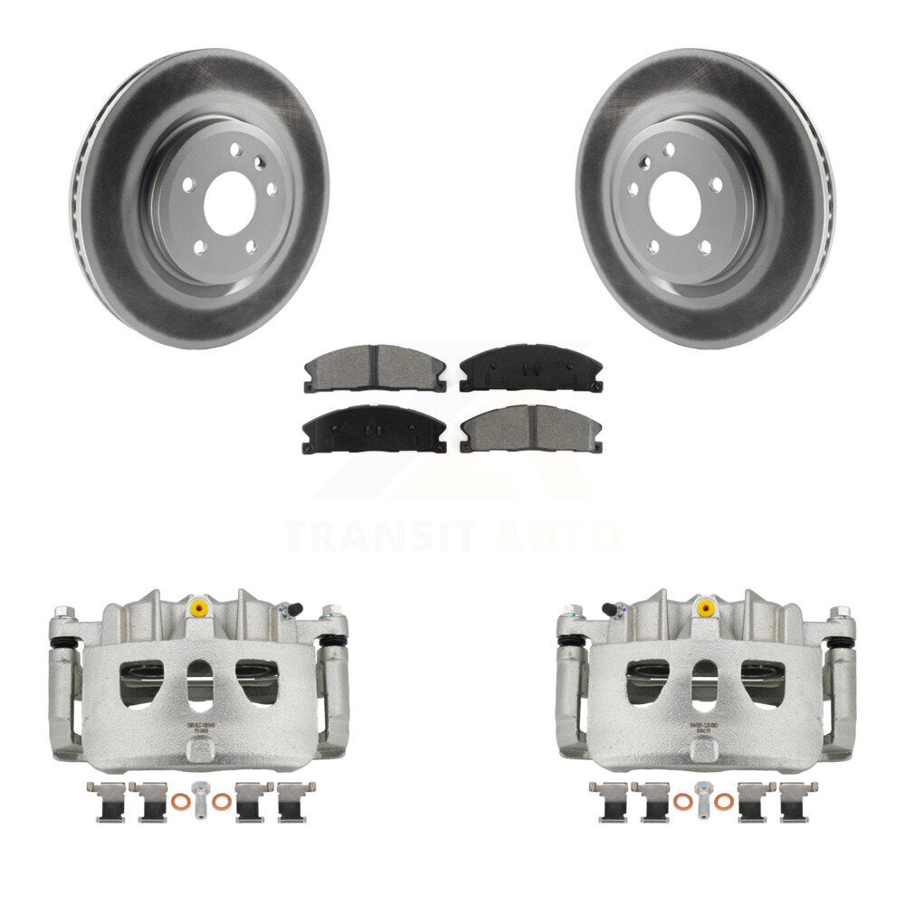 Front Disc Brake Caliper Coat Rotor & Semi-Metallic Pad Kit For 2013 Ford Explorer Sport KCG-100498S
