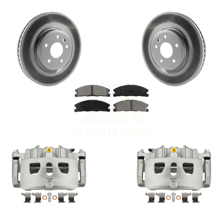 Front Disc Brake Caliper Coat Rotor & Semi-Metallic Pad Kit For 2013 Ford Explorer Sport KCG-100498S