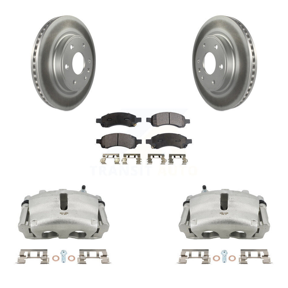 Front Brake Caliper Coat Rotors & Ceramic Pad Kit For GMC Acadia Buick Enclave Chevrolet KCG-100498T