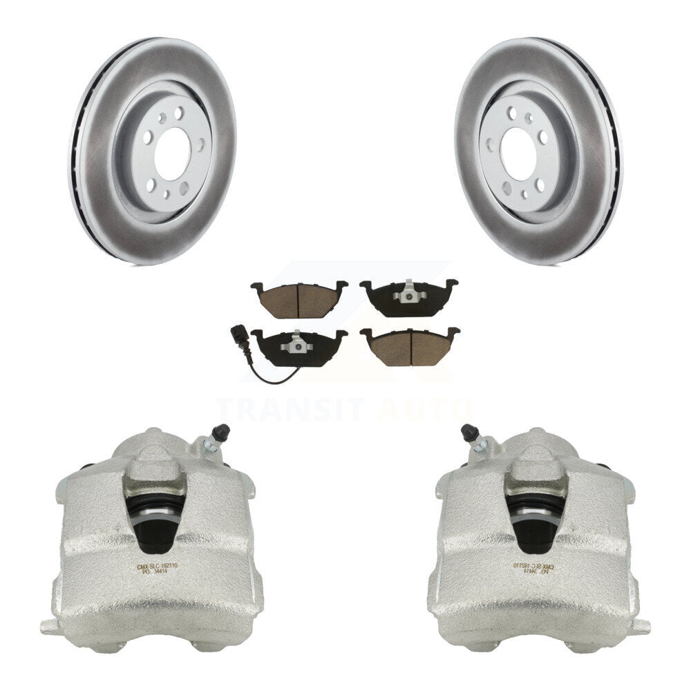 Front Brake Caliper Coat Rotor And Ceramic Pad Kit For Volkswagen Jetta Beetle Golf City KCG-100499C