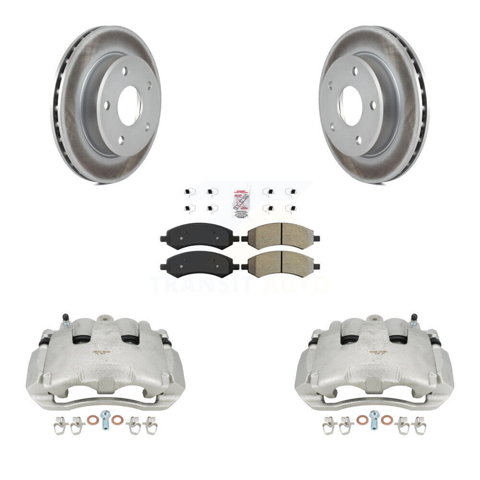 Front Disc Brake Caliper Coated Rotors And Semi-Metallic Pads Kit For Dodge Dakota Mitsubishi Raider KCG-100500N