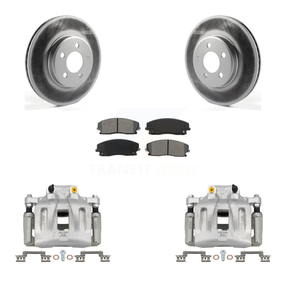Front Disc Brake Caliper Coat Rotor Semi-Metallic Pad Kit For Dodge Chrysler 300 Charger KCG-100500S