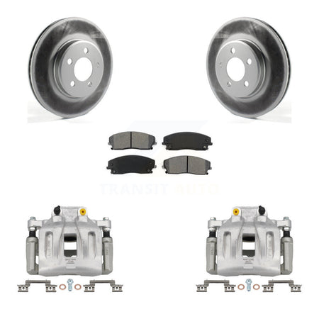 Front Disc Brake Caliper Coat Rotor Semi-Metallic Pad Kit For Dodge Chrysler 300 Charger KCG-100500S