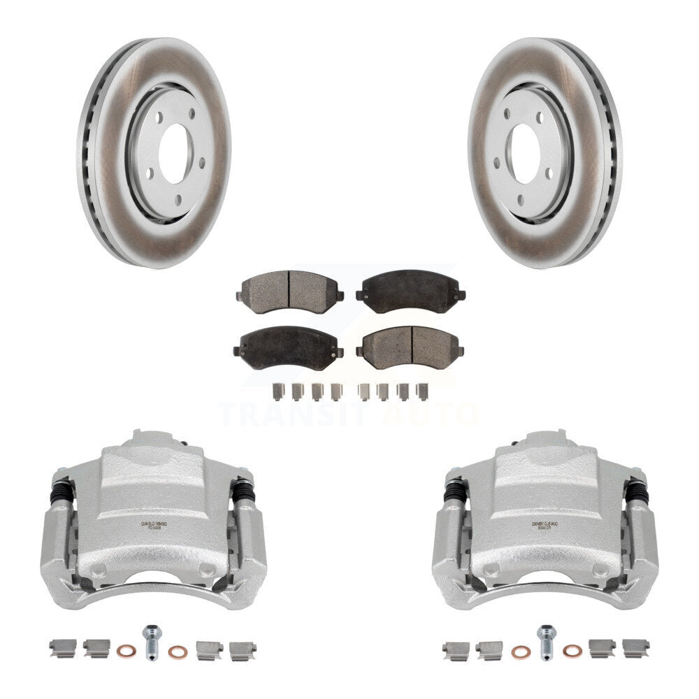 Front Brake Caliper Coat Rotor & Ceramic Pad Kit For Dodge Caravan Grand Chrysler Town KCG-100503T