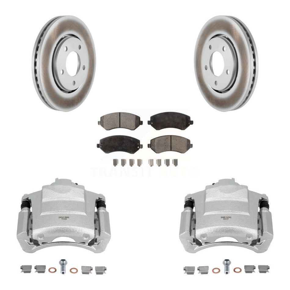 Front Brake Caliper Coat Rotor & Ceramic Pad Kit For Dodge Caravan Grand Chrysler Town KCG-100503T