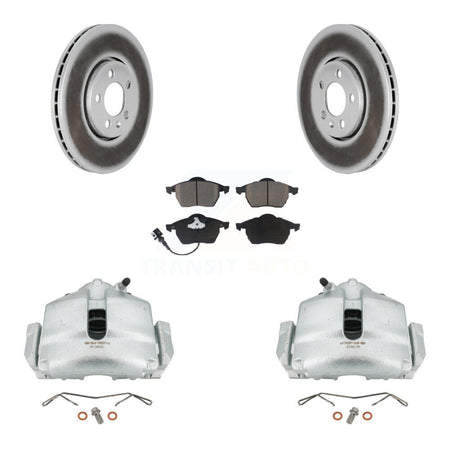 Front Disc Brake Caliper Coated Rotor And Ceramic Pad Kit For 2006 Volkswagen Jetta 2.0L KCG-100505C