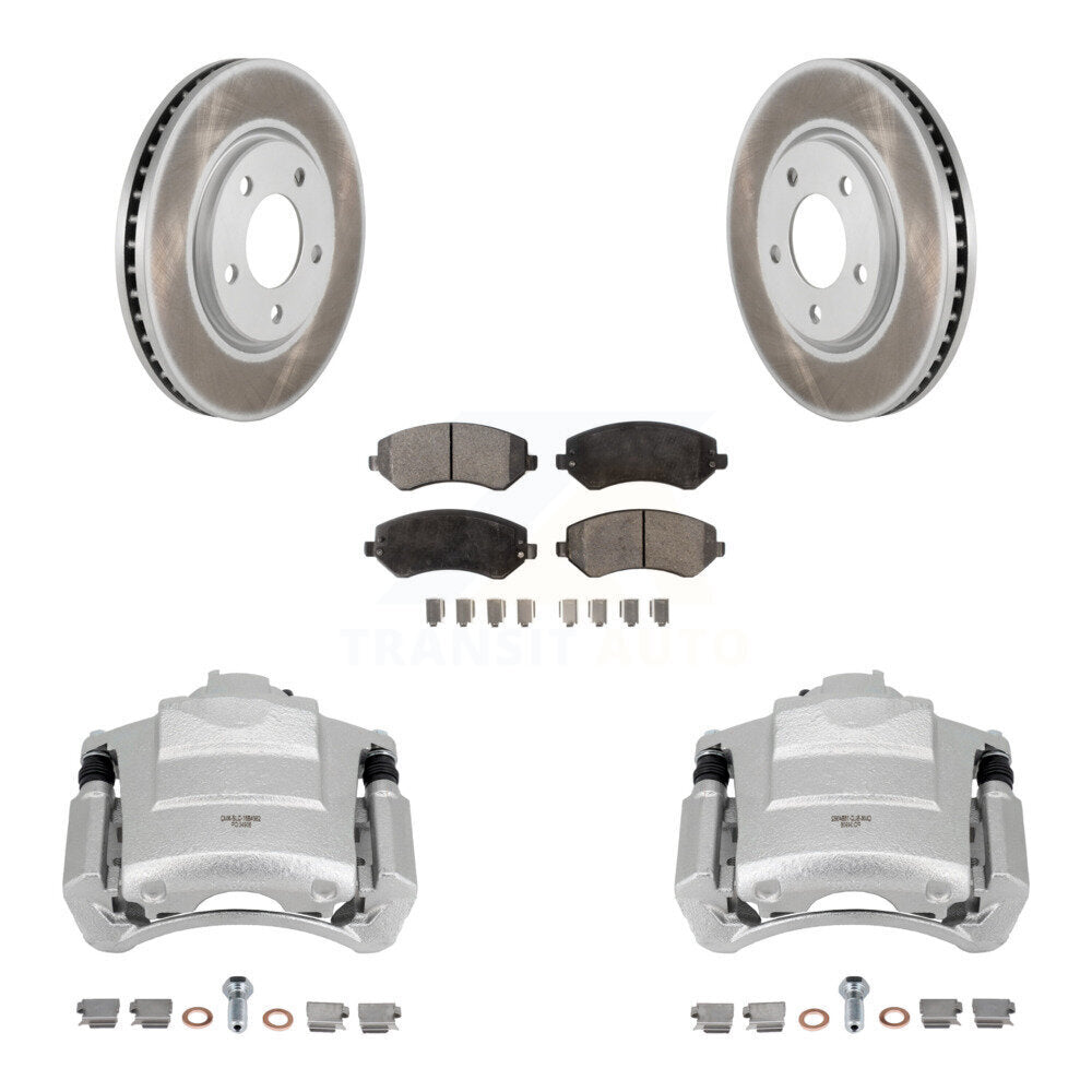 Front Disc Brake Caliper Coated Rotors And Semi-Metallic Pad Kit For Dodge Grand Caravan KCG-100505P