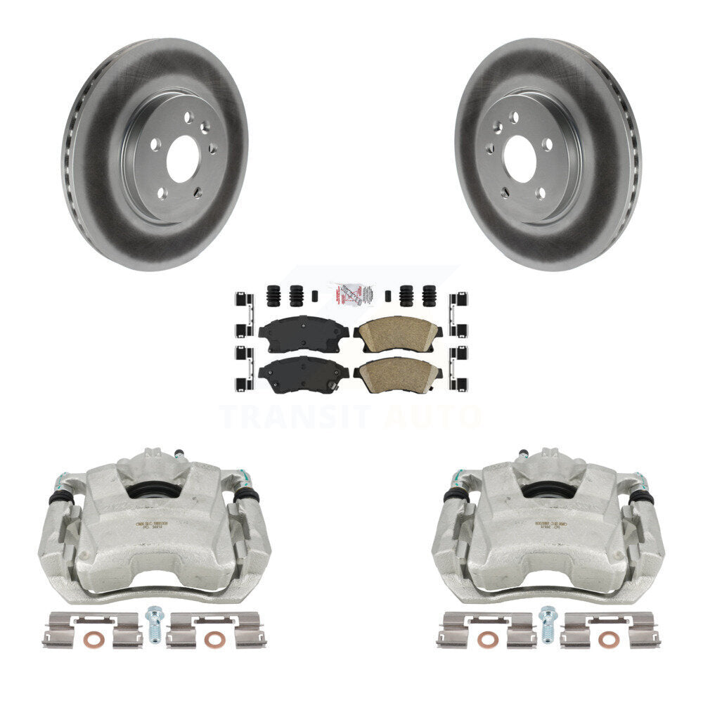 Front Disc Brake Caliper Coated Rotors And Ceramic Pads Kit For 2013-2014 Chevrolet Sonic RS KCG-100507N by Transit Auto