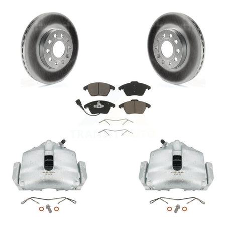 Front Brake Caliper Coat Rotor Ceramic Pad Kit For Volkswagen Jetta Golf Beetle Audi Eos KCG-100508C