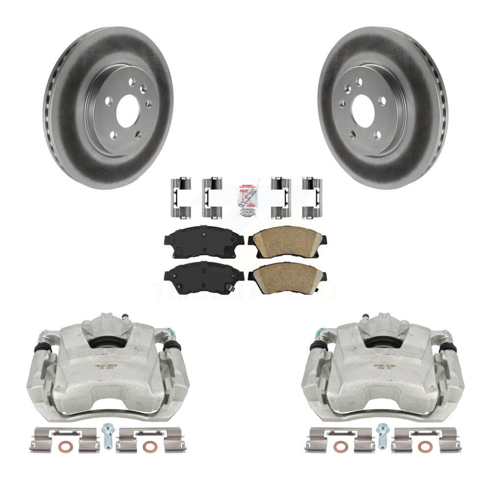 Front Disc Brake Caliper Coated Rotors And Ceramic Pads Kit For 2013-2014 Chevrolet Sonic RS KCG-100508N by Transit Auto