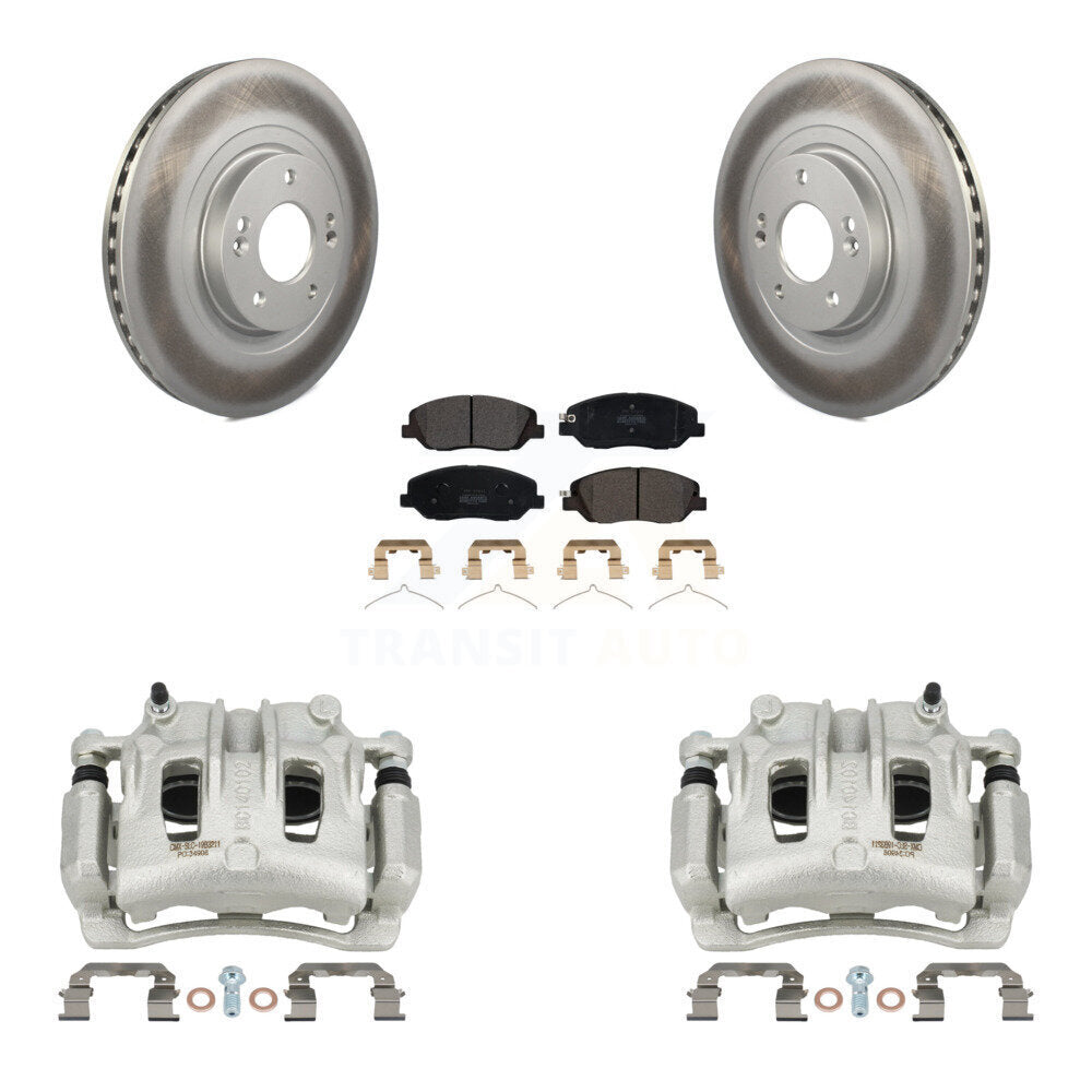 Front Disc Brake Caliper Coated Rotors And Semi-Metallic Pad Kit For Hyundai Santa Fe XL KCG-100508P