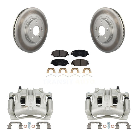 Front Disc Brake Caliper Coated Rotors And Semi-Metallic Pad Kit For Hyundai Santa Fe XL KCG-100508P