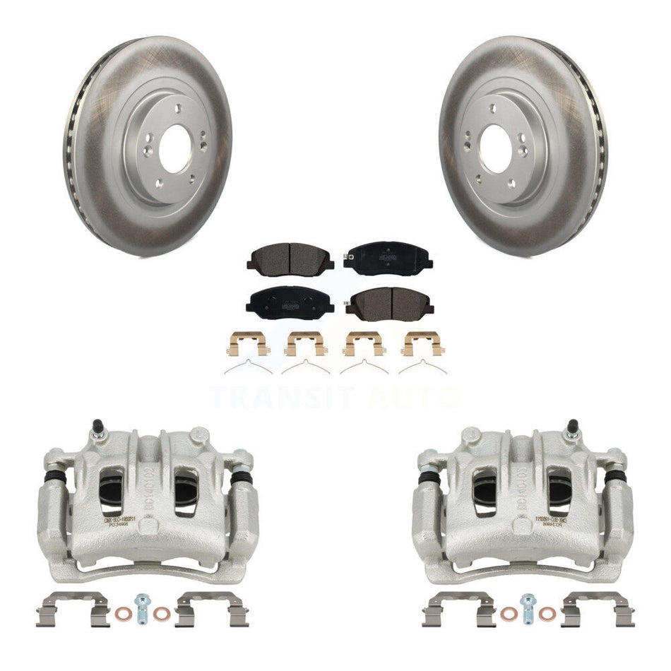 Front Disc Brake Caliper Coated Rotors And Semi-Metallic Pad Kit For Hyundai Santa Fe XL KCG-100508P