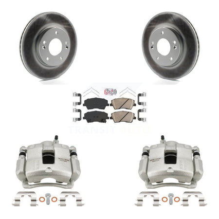 Front Disc Brake Caliper Coated Rotors And Ceramic Pads Kit For Hyundai Elantra KCG-100509N