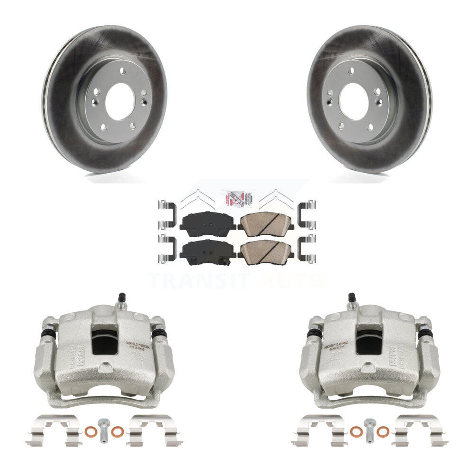 Front Disc Brake Caliper Coated Rotors And Ceramic Pads Kit For Hyundai Elantra KCG-100509N