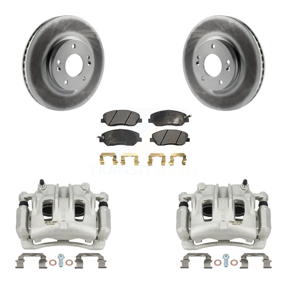 Front Disc Brake Caliper Coat Rotor Semi-Metallic Pad Kit For 2007-2009 Hyundai Santa Fe KCG-100509P