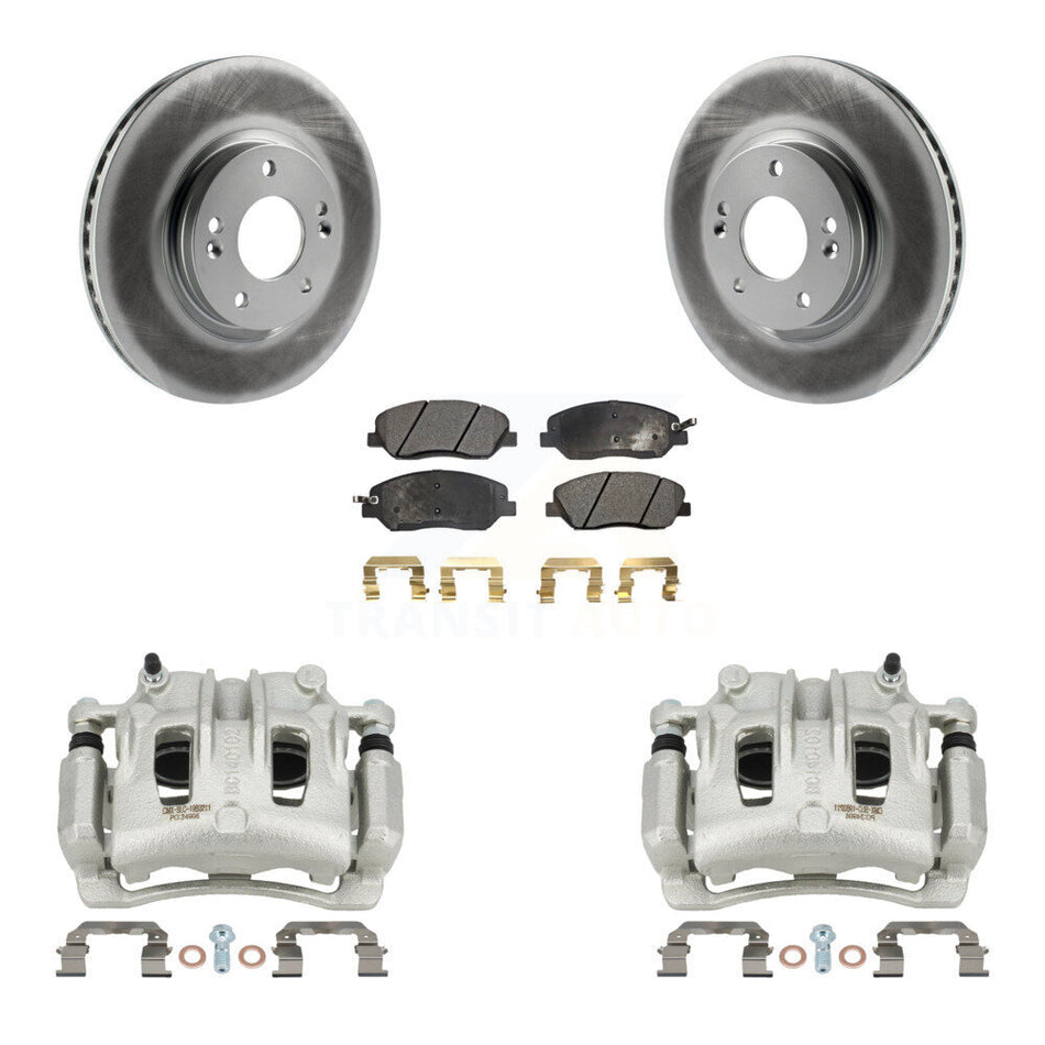 Front Disc Brake Caliper Coat Rotor Semi-Metallic Pad Kit For 2007-2009 Hyundai Santa Fe KCG-100509P