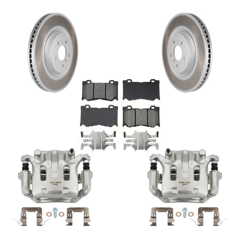 Front Disc Brake Caliper Coat Rotor Semi-Metallic Pad Kit For 2009-2013 INFINITI G37 AWD KCG-100509S