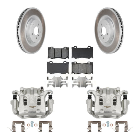Front Disc Brake Caliper Coat Rotor Semi-Metallic Pad Kit For 2009-2013 INFINITI G37 AWD KCG-100509S