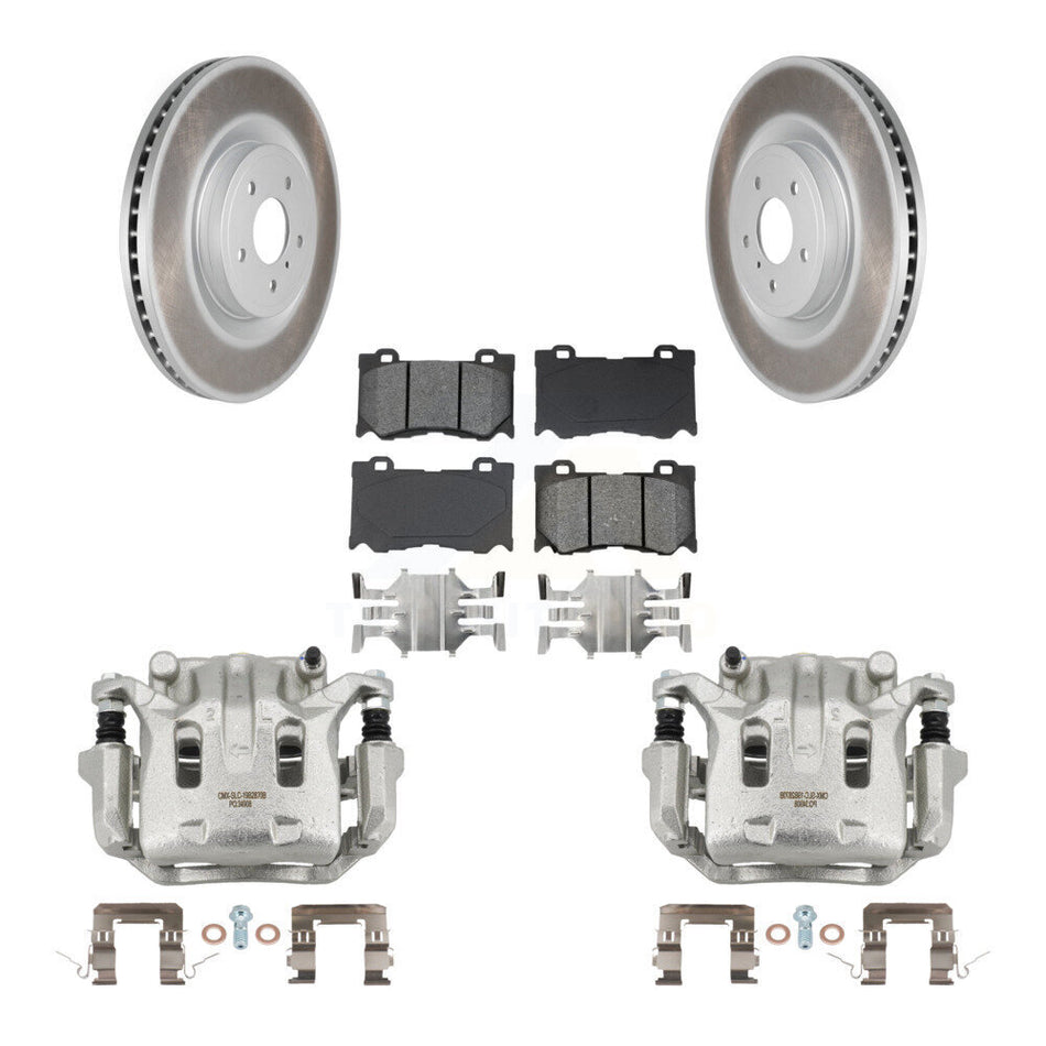 Front Disc Brake Caliper Coat Rotor Semi-Metallic Pad Kit For 2009-2013 INFINITI G37 AWD KCG-100509S