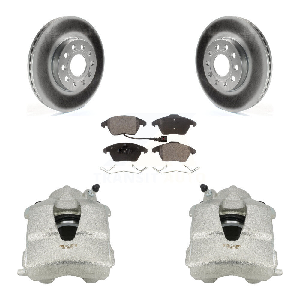 Front Disc Brake Caliper Coated Rotors And Ceramic Pads Kit For Volkswagen Jetta KCG-100509T