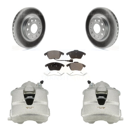 Front Disc Brake Caliper Coated Rotors And Ceramic Pads Kit For Volkswagen Jetta KCG-100509T