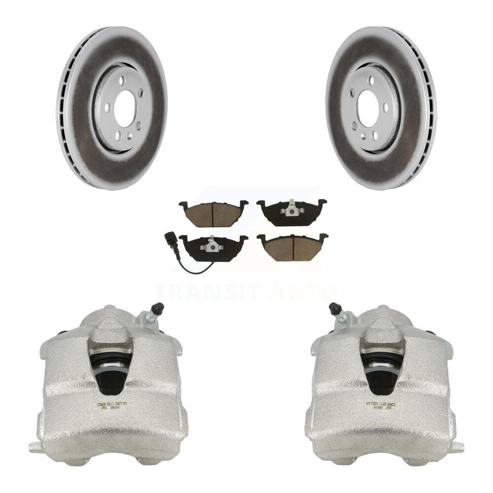 Front Disc Brake Caliper Coat Rotor & Ceramic Pad Kit For 2000-2001 Volkswagen Golf 2.0L KCG-100510C