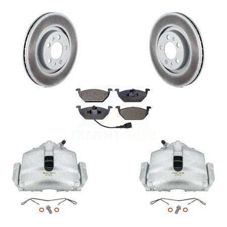 Front Disc Brake Caliper Coated Rotor And Ceramic Pad Kit For 2006 Volkswagen Jetta 2.0L KCG-100510T