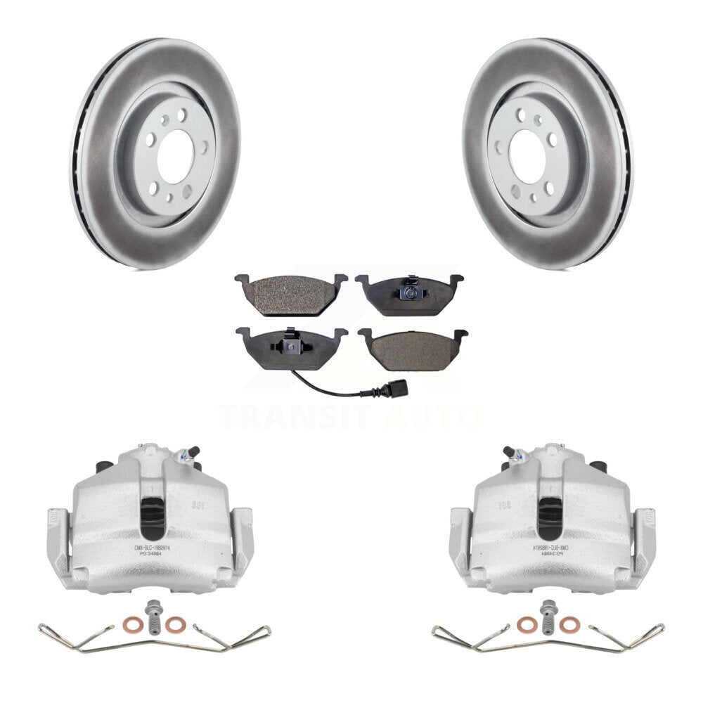 Front Disc Brake Caliper Coat Rotors Ceramic Pad Kit For 2006 Volkswagen Jetta 2.5L/1.9L KCG-100511T