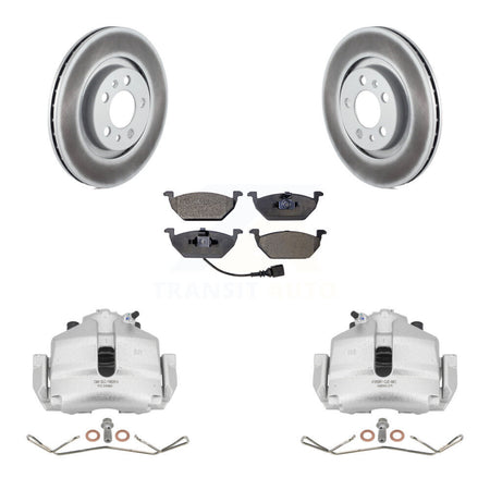 Front Disc Brake Caliper Coat Rotors Ceramic Pad Kit For 2006 Volkswagen Jetta 2.5L/1.9L KCG-100511T