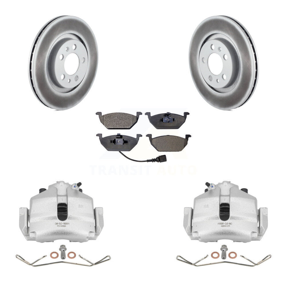 Front Disc Brake Caliper Coat Rotors Ceramic Pad Kit For 2006 Volkswagen Jetta 2.5L/1.9L KCG-100511T